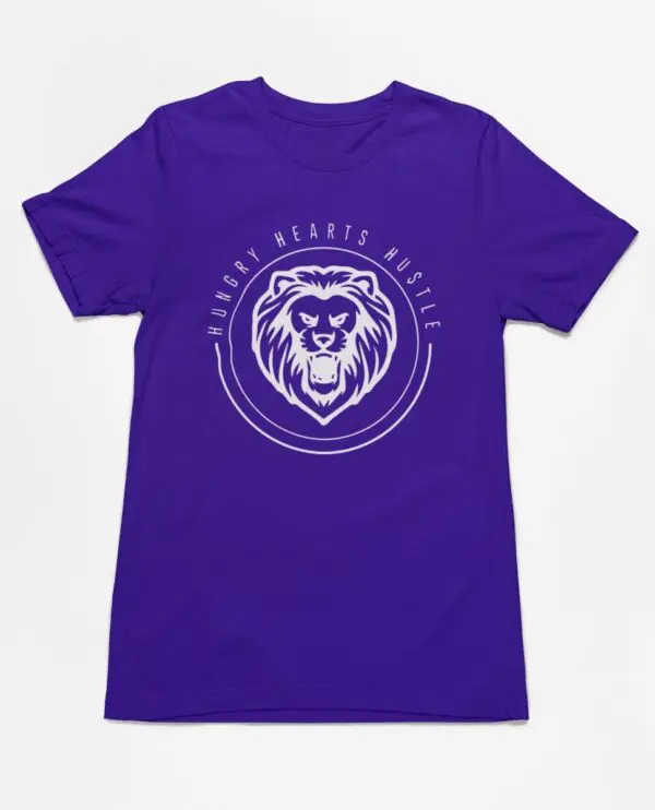 A purple t-shirt with a white logo of a gorilla.