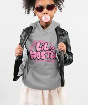 Trendy child in graphic hoodie