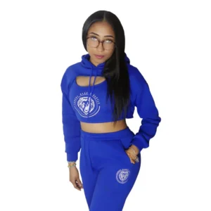 Girls Stylish Crop Hoodie, Tang Top & Jogger Pants Set